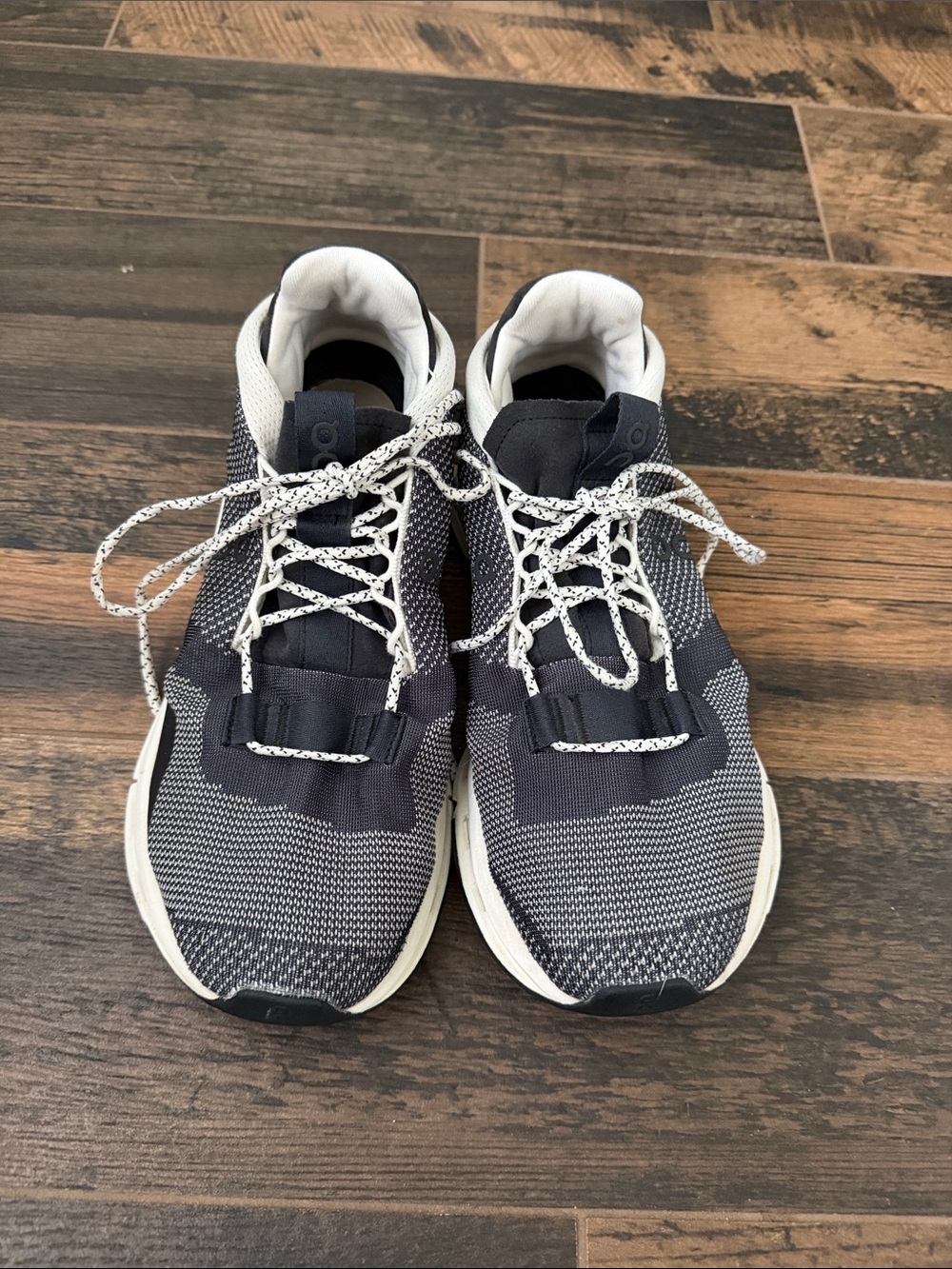 On Cloudnova Navy and White Knit Athletic Sneakers - Lightweight Trainer